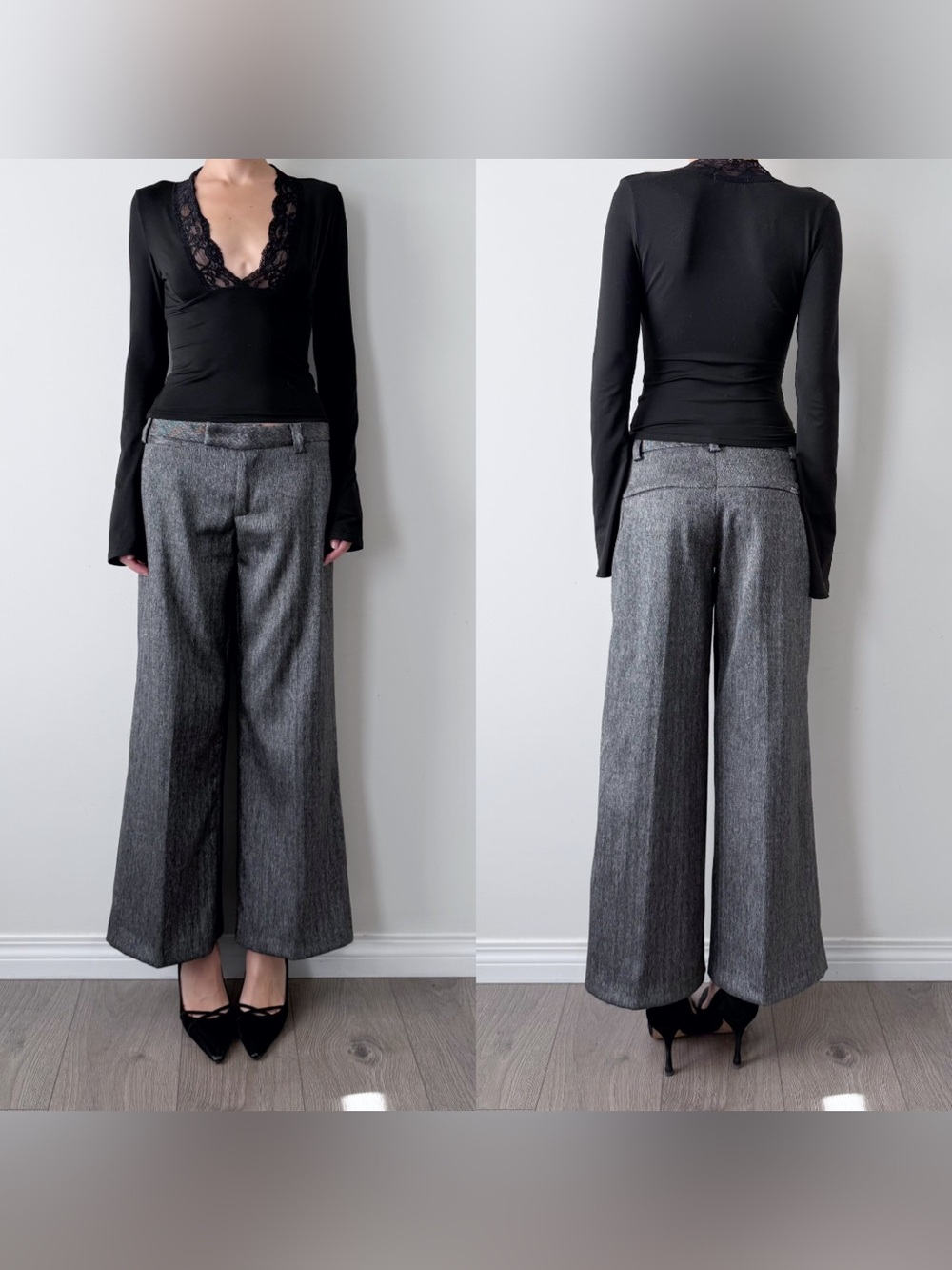 Vintage chic Miss sixty grey wide leg trousers